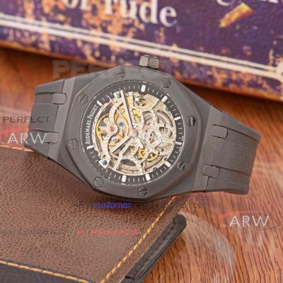 Perfect Replica Audemars Piguet Royal Oak Automatic Watch Black Case Hollow Dial